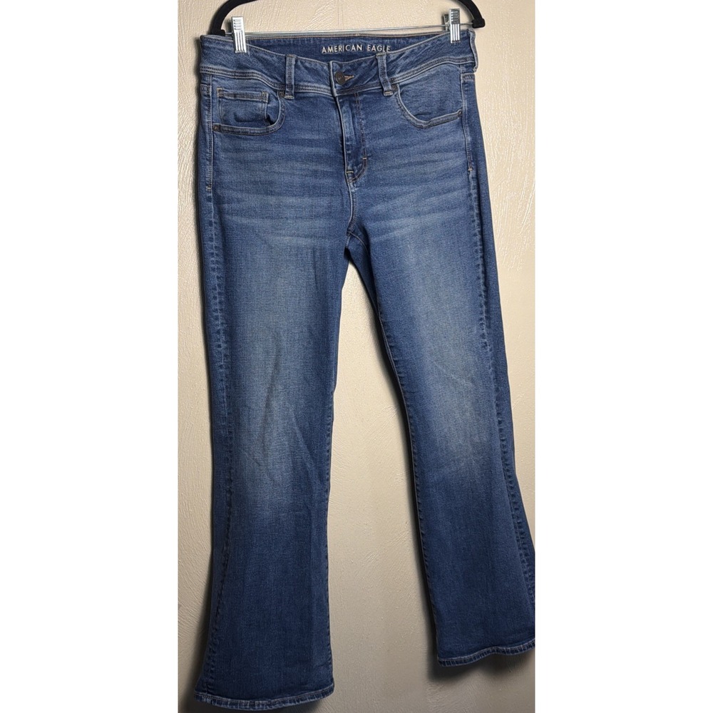 American Eagle Kick Boot Jeans Womens 14 Reg Super Stretch Medium Wash Bootcut